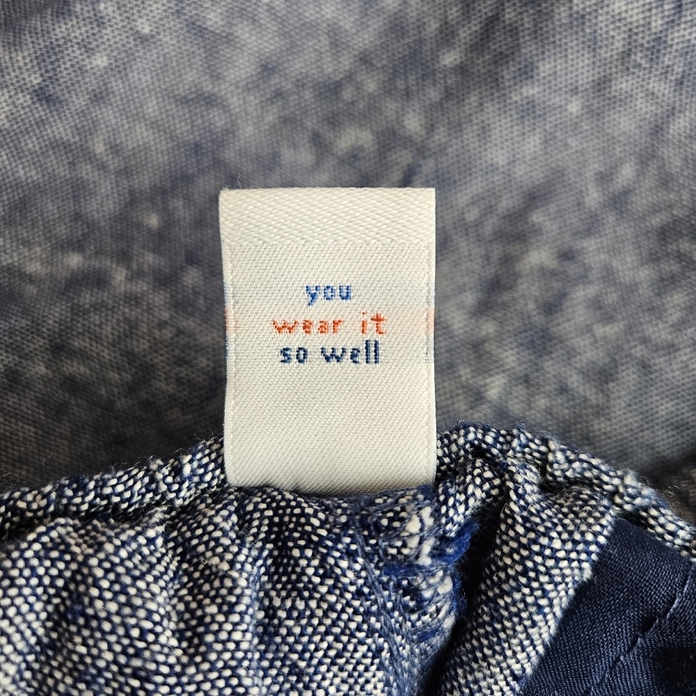 Old Navy Pants Linen Chambray Blue High Rise Pull On Stretch Waist Large Tall - Picture 5 of 7